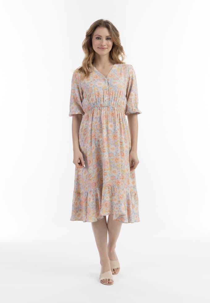 usha midi-jurk Dames Blauw Veelkleurig