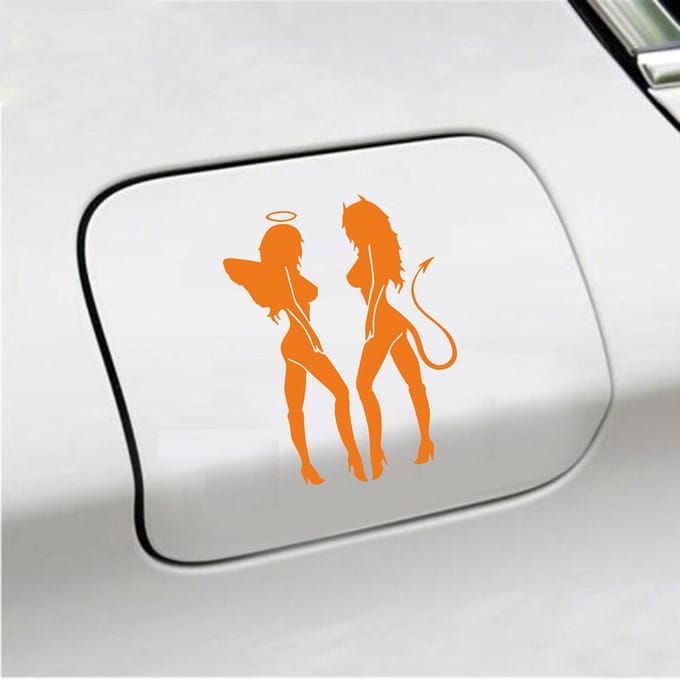 Bumpersticker - Engeltjes - 14 X 10 - Oranje