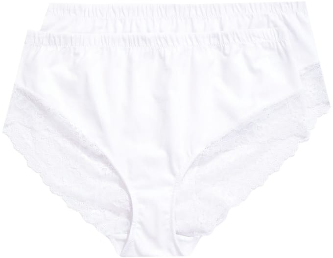 Ulla Popken - Dames - Midi-slips set van 2 kanten inzetstuk opzij - Sneeuwwit - Maat 54+