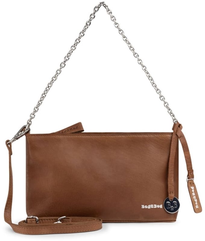 Bag2Bag Leren Schoudertas Milan Porto Cognac met zilverkleurige hardware