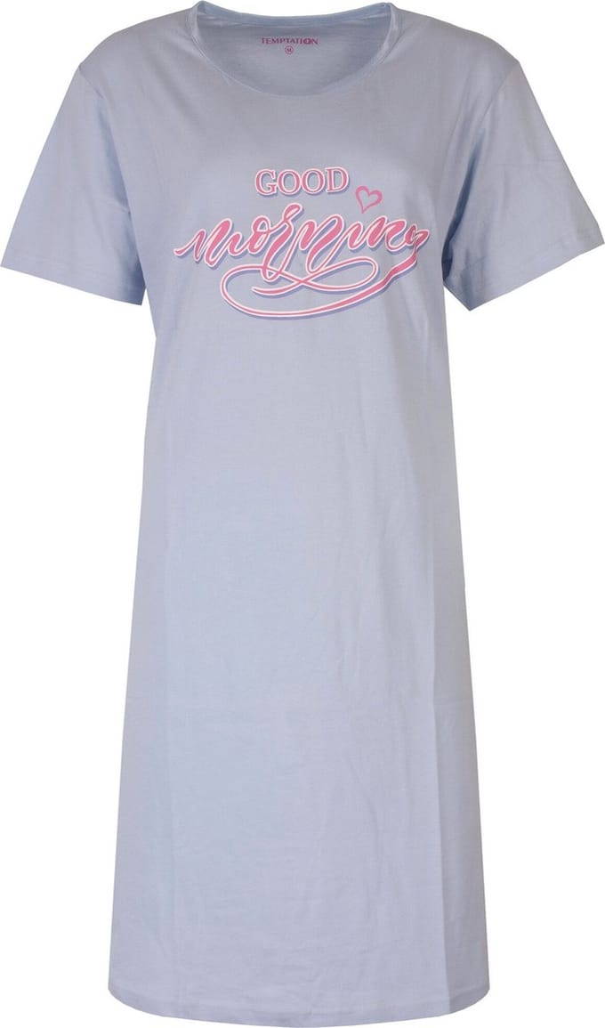Temptation Dames Nachthemd - Big Shirt - Licht Blauw - Maat 3XL