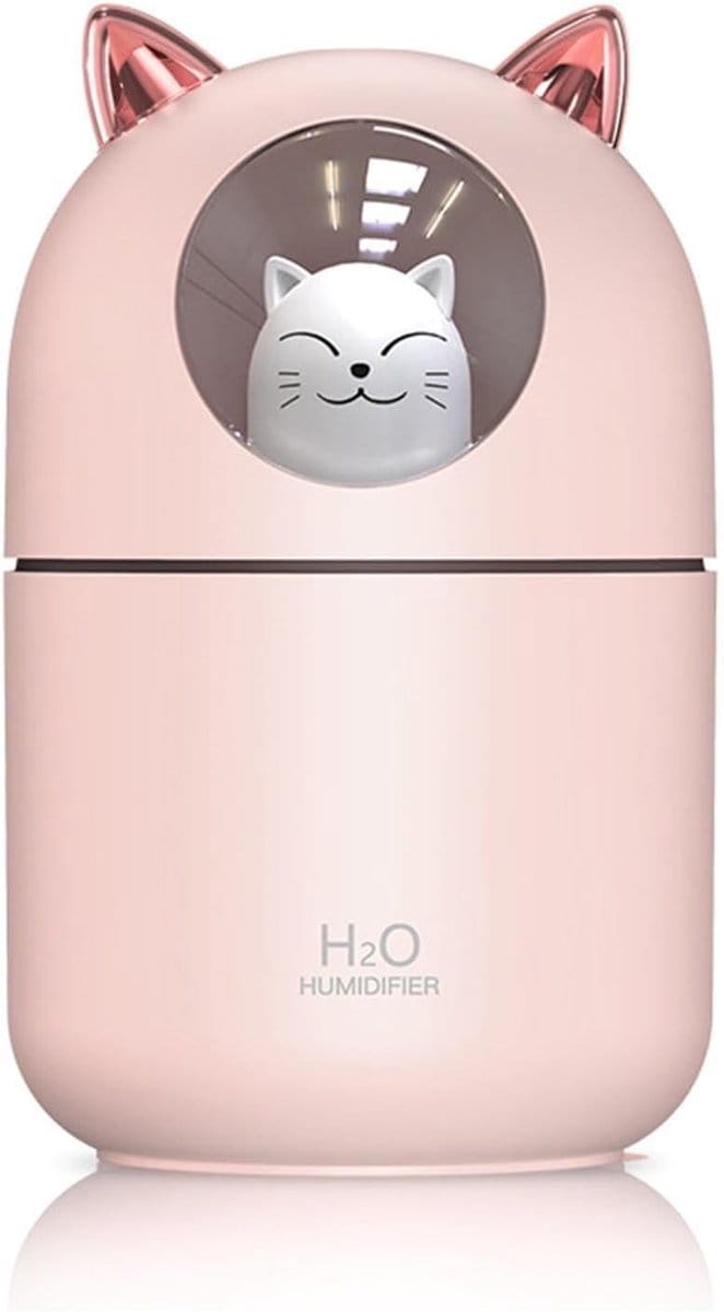Draagbare Luchtbevochtiger - Katten Aroma Diffuser - Persoonlijke Verzorging - Stille Werking - 300 ml - Roze