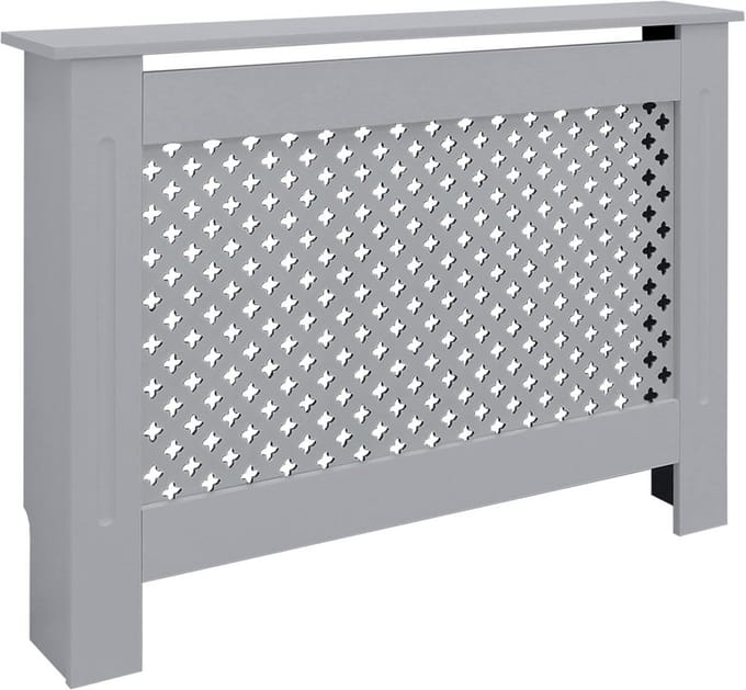 Radiatorhoes grijs 112x19x82 cm MDF honingraatmotief