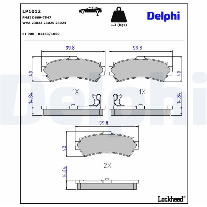 Remblokkenset, schijfrem DELPHI LP1012