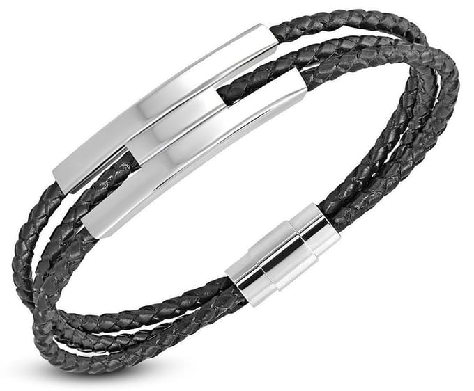 Montebello Armband Calvin D - Leer - 316L Staal - Magnetisch - 9mm - 22cm