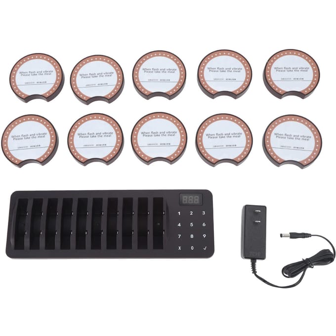Système de Pager pour 10 Clients 100?Pagers Clients Étanches 240V pour Clinique Hôpital Hôtel Cafés gray