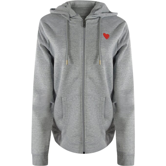 Love Moschino Small Red Heart Logo Grey Zip Hoodie