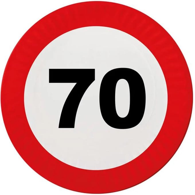 Feestbordjes 70 jaar stopbord