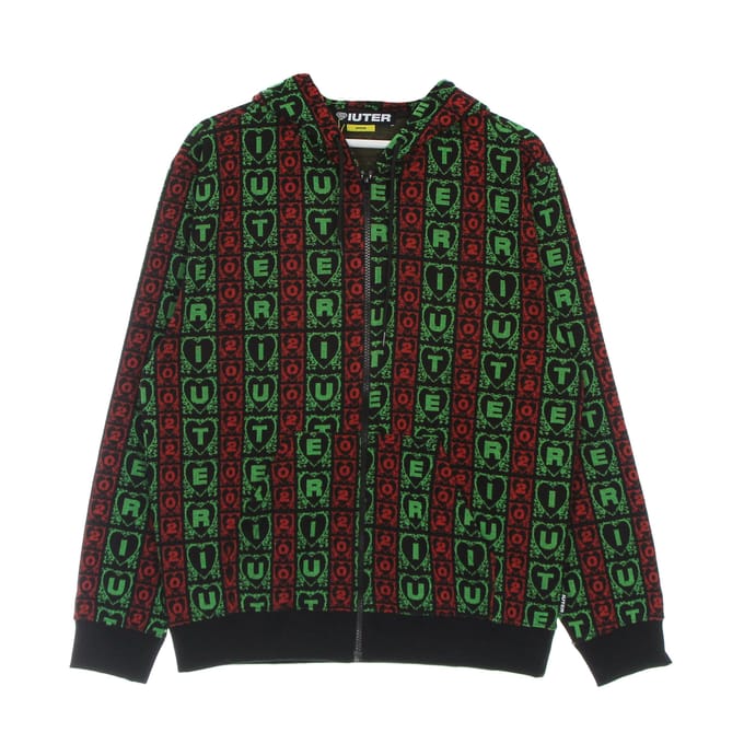 Heerlijk lichtgewicht sweatshirt met capuchon en capuchon voor heren, jacquard en capuchon met rits, multi