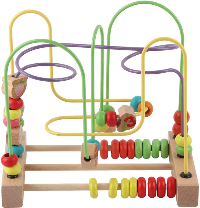 Houten Kralen Doolhof - Telraam Speelgoed - Interactief Leren - Duurzame Constructie - 22 x 20.5 cm - Multicolor