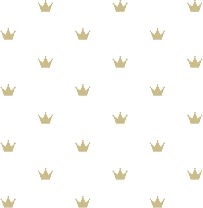 Origin Wallcoverings behang kroontjes mat wit en goud - 347678 - 0,53 x 10,05 m