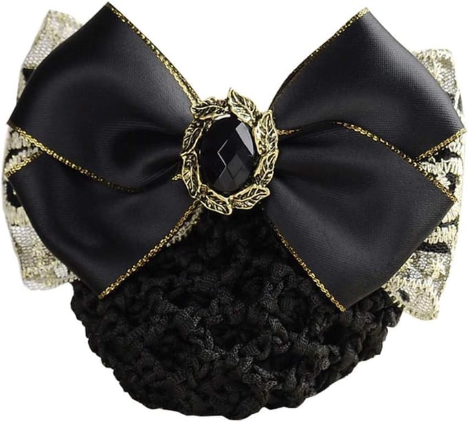 Zwarte Haarclip met Strik en Scrunchie Klem voor Dames & Meisjes