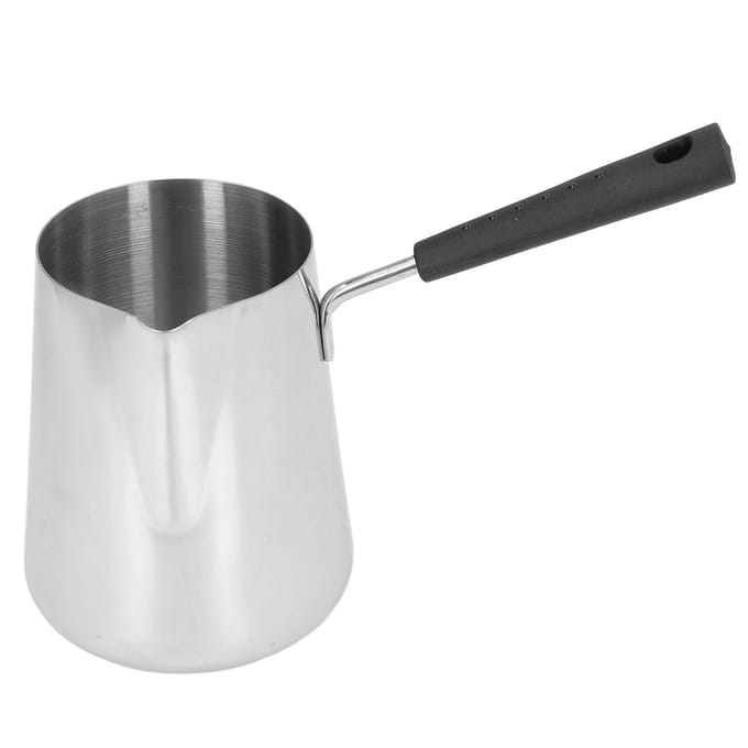 Boterverwarmer Mini RVS Koffie Verwarmen Smeltpan 1000ml met Tuit voor Thuis Café L white