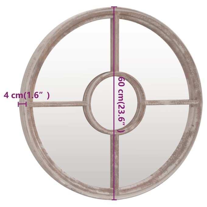 vidaXL - Tuinspiegel - rond - 60x4 - cm - ijzer - zandkleurig