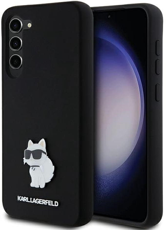 Hoes voor Samsung Galaxy S24+ S926, Karl Lagerfeld, Silicone Choupette Metal, Zwart