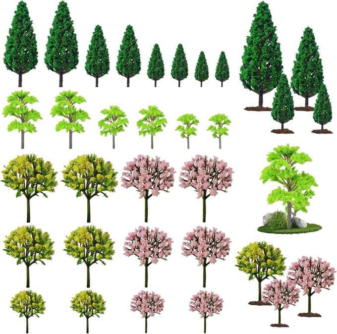 Mini Modelbomen Set - 26 Stuks Verschillende Vormen voor Diorama Landschap en Modelbouw