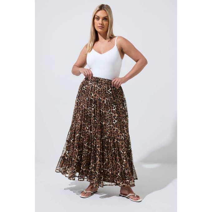 Limited Collection Bruine Rok Met Luipaardprint Size 46