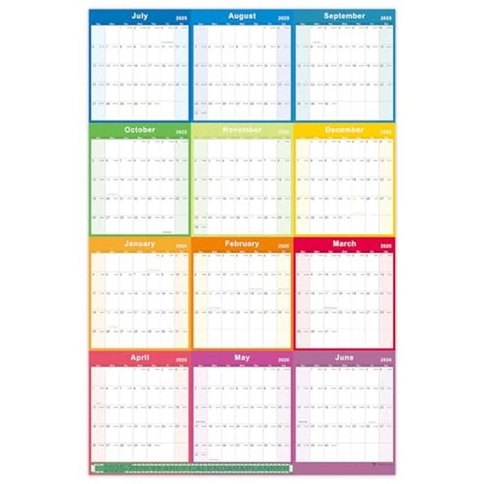 Jaarlijkse Wandkalender 2025-2026 - XL Planner met Dikte Papier voor Notities