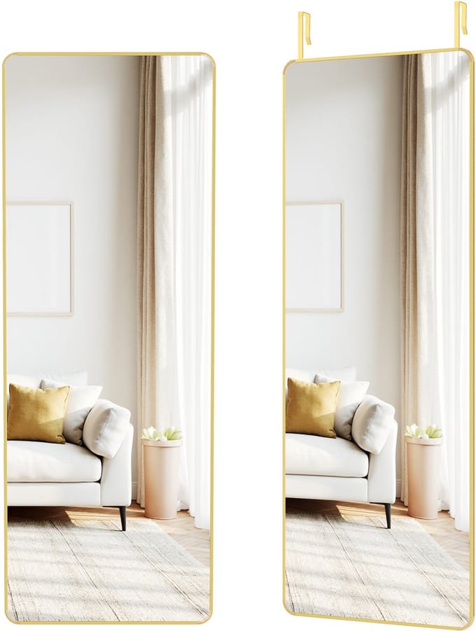 SONGMICS - Spiegel - Spiegel staand - Wand- of Deurmontage - Aluminiumlegering Frame