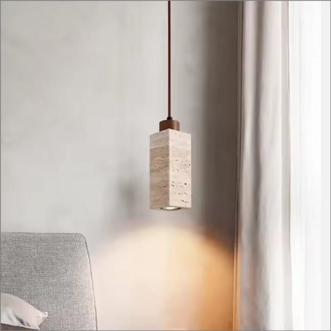 Hanglamp Steen & Notenhout_ travertine steen
