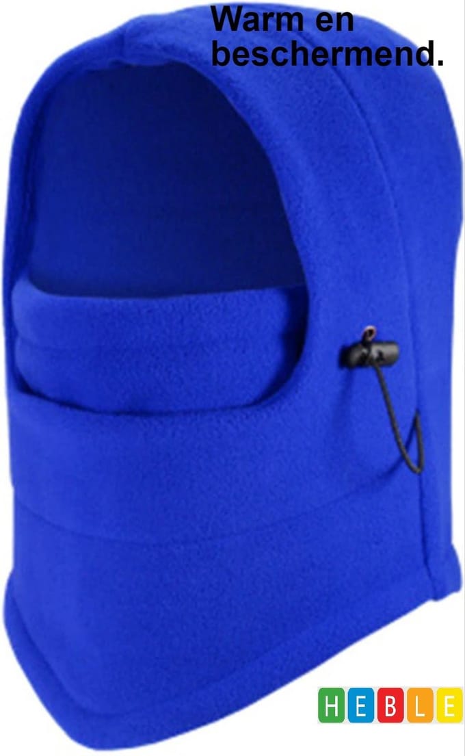 *** Warme Blauwe Fleece Muts - Winter Sport - Volwassenen - van Heble® ***