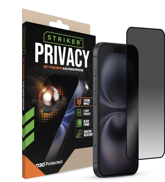 Striker Screenprotector geschikt voor Apple iPhone 14 Pro Glazen | Striker Xtreme Impact Privacy Screenprotector Privacy - Case Friendly - Zwart