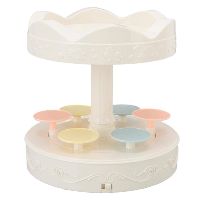 Draaiende dessertmachine Automatische draaibare dubbele laag dessert displaystandaard Cupcake display white