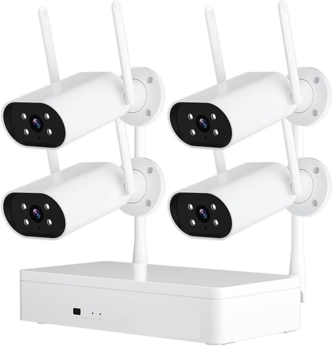 Beveiligingscamerasysteem Kit - CCTV Set Bewakingscamera - Huis Beveiligen - 3MP HD Resolutie - 4 Camera's - Wit