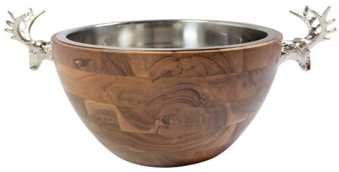 Champagne Koeler hert hout zilver 18x45x29cm