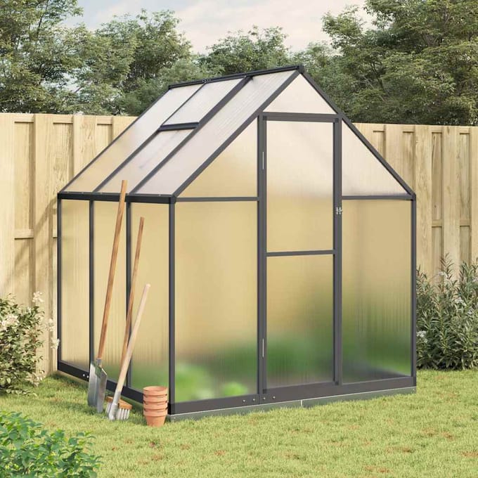 vidaXL - Tuinkas - met - basisframe - 169x169x202 - cm - aluminium - antracietkleur