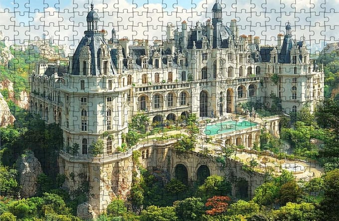 Houten Puzzel - Landschap Puzzel - Ontspanning Thuis - Educatief en Decoratief - 120x80 cm - Kasteel