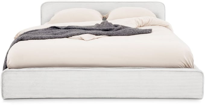 Gestoffeerd bed CURSIO 140x200 cm met lattenbodem – Off-White