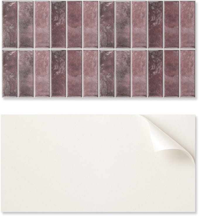Zelfklevend decoratief element van vinyl voor thuis, 100x50 cm, verticale mozaïekstrepen.