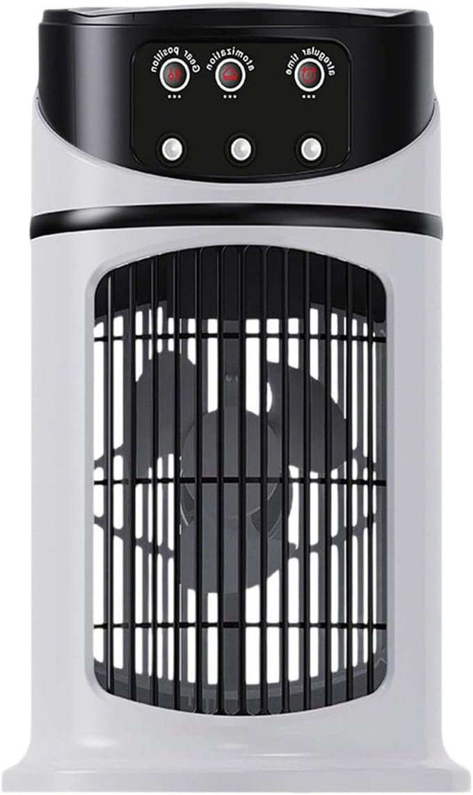 Draagbare Air Cooler - Ventilator Bevochtiger - Persoonlijke Verkoeling - 7 Kleuren LED - 16.5 cm Hoog - Wit
