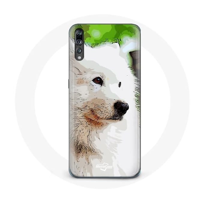 Coque - MANIACASE - Samsung Galaxy P20 Pro - Chien Samoyède - Rigide - Blanc blanc