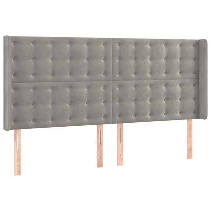 vidaXL - Hoofdbord - LED - 183x16x118/128 - cm - fluweel - lichtgrijs