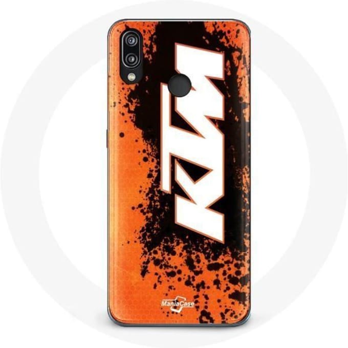 Coque - KTM - Huawei P20 Lite - Souple - Orange - Logo blanc blanc