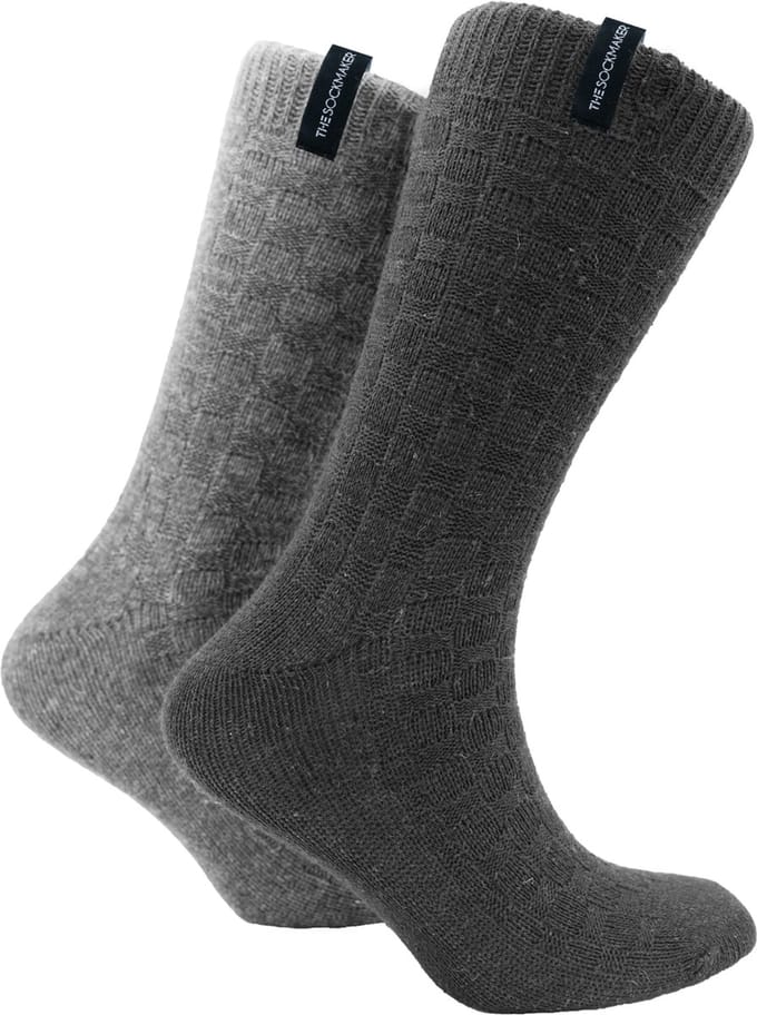 The Sockmaker sokken heren 41-46 - 2-pack Wool Boot - duurzaam - Square - Navy and Indigo