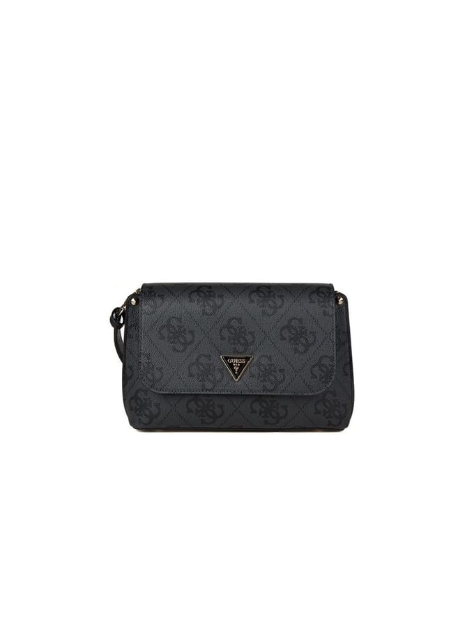 GUESS schoudertas Meridian II Flap Crossbody Bag Coal Logo donkergrijs