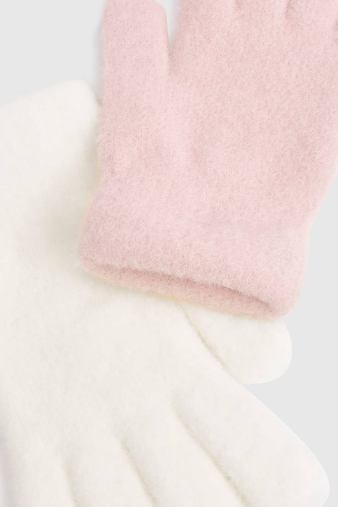 boohoo Dames Pluizige Gebreide Handschoenen 2-Pack | Roze