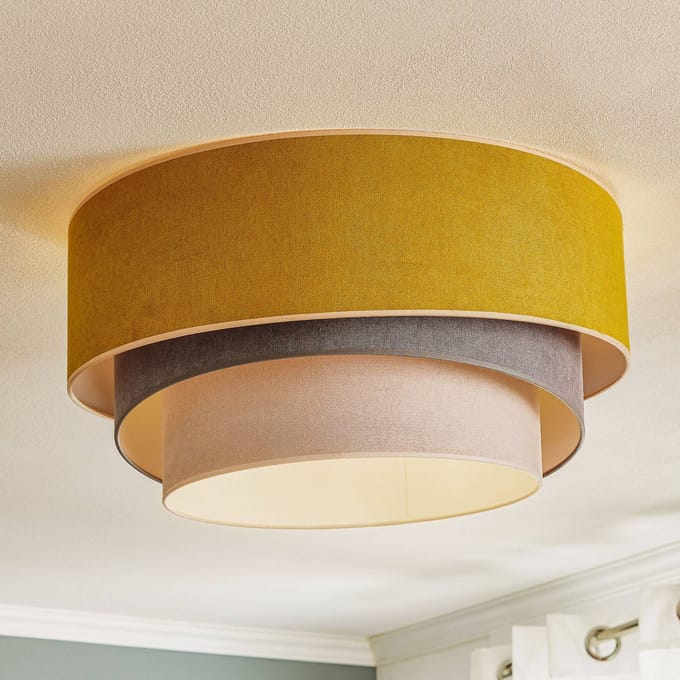 Duolla Plafondlamp Pastel Trio Ø 60 cm mosterd/grijs/lichtgrijs
