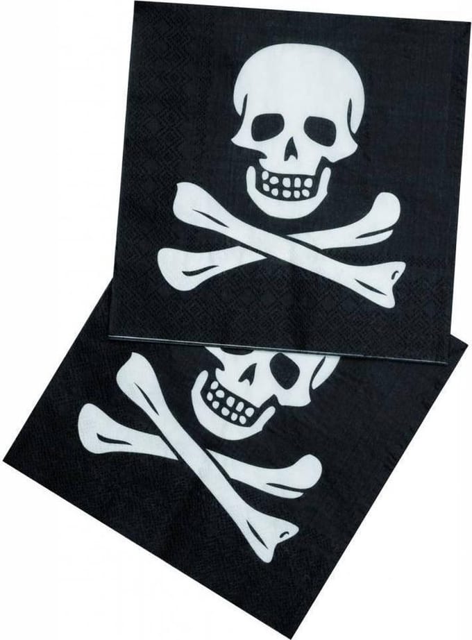 Piraten Servetten Doodshoofd - 12 stuks