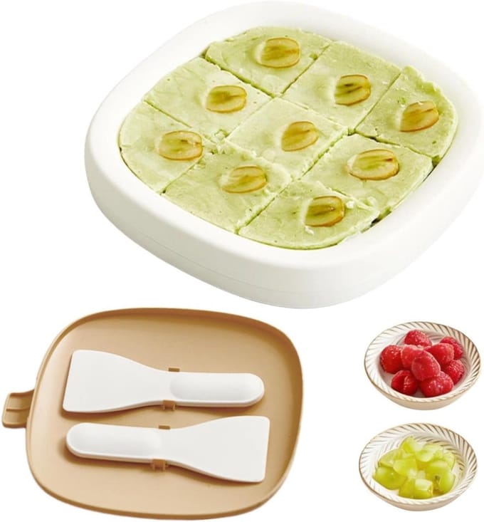 Gerolde ijsschaal - Dessert maker - Thuis desserts maken - Complete set met spatels - 23 x 23 cm - Geel