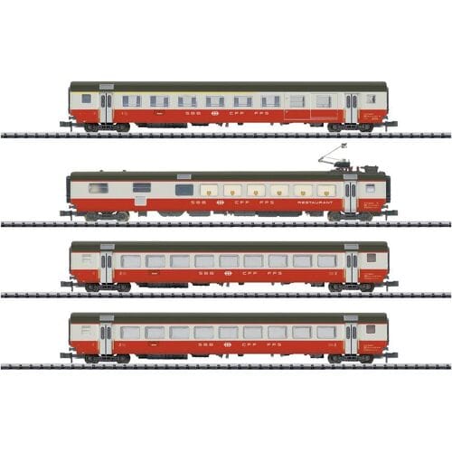 MiniTrix 18720 N set van 4 personenrijtuigen Swiss Express van de SBB Set 1