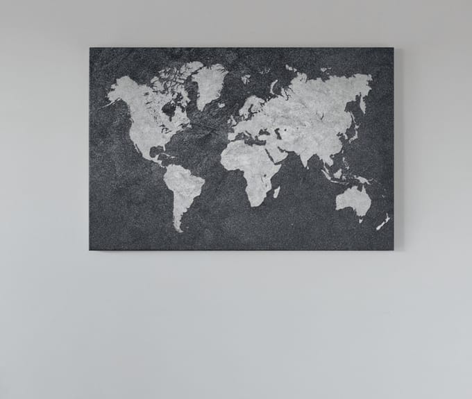 Canvas Schilderij - Wereldkaart - Grijs - 90x60x2 cm