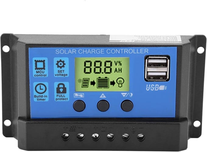 PWM Solar Laadregelaar 12V/24V met LCD Display en Dubbele USB-poort (10A, 20A, 30A)