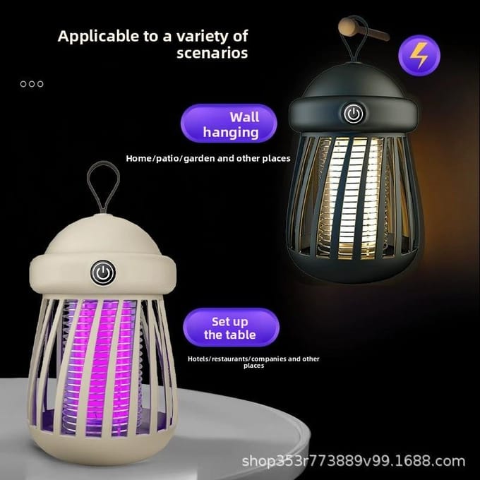 Lámpara antimosquitos eléctrica para interiores, dispositivo atrapamosquitos eficiente para el hogar black