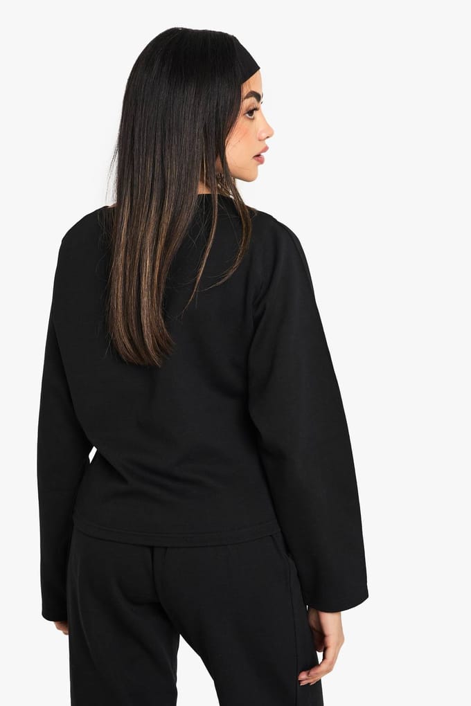 boohoo Dames Cinched Waist Interlock Sweatshirt | Black | Maat: XL