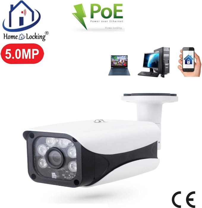 Home-Locking POE IP-camera bullet met bewegingsdetectie 5.0MP. C-1252