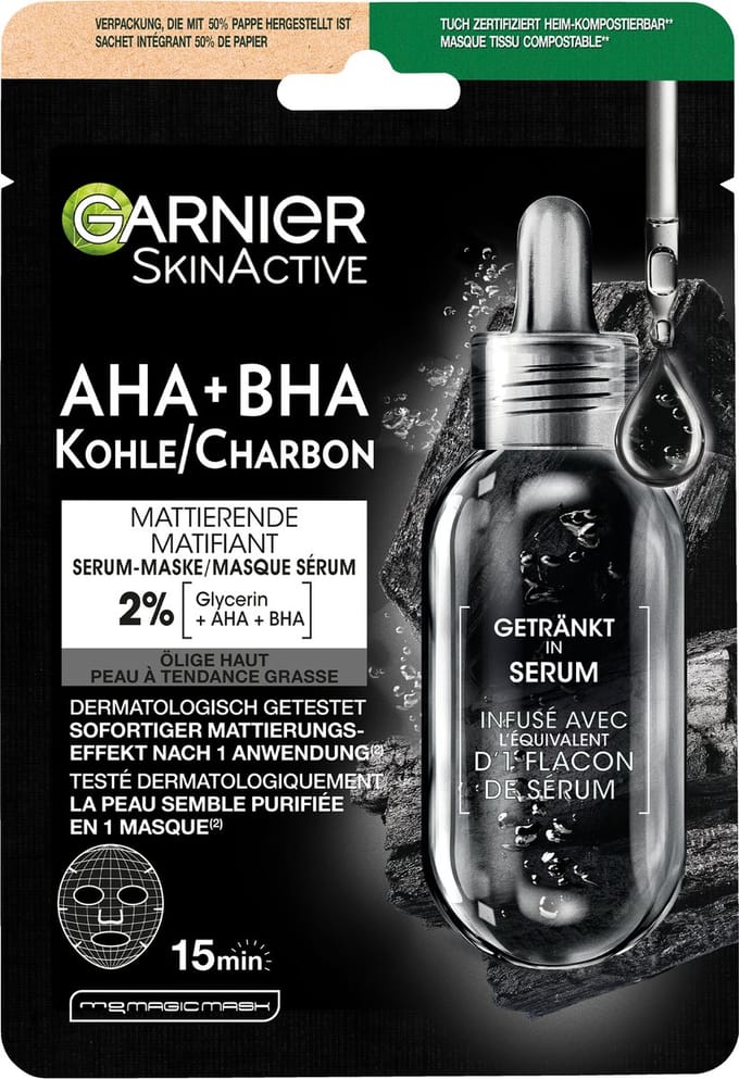 Garnier SkinActive Tissue Masker met Charcoal - 1 stuk
